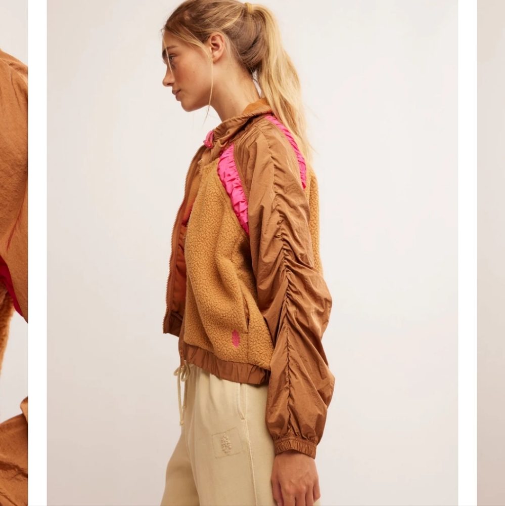 NWOT Free People Movement Amelia Zip Up Fleece in Camel Malibu - Picture 5 of 13